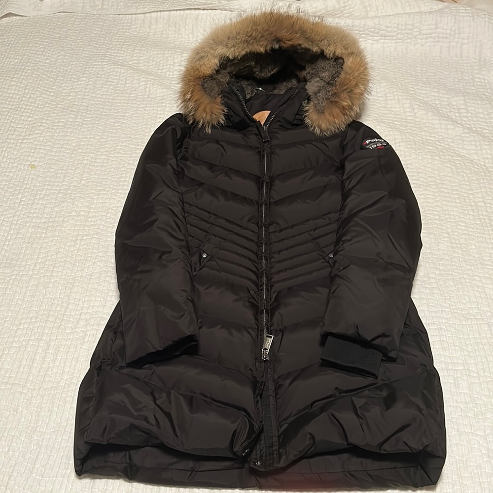 Pajar black down coat with fur trim